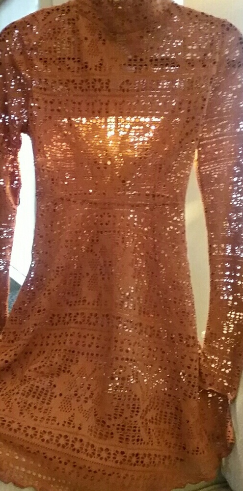Free People burnt orange Boho mini dress
