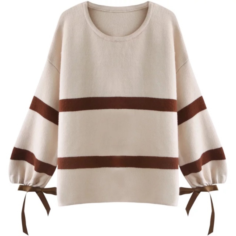 Strip bow tie design sweater - Picture 3 of 4