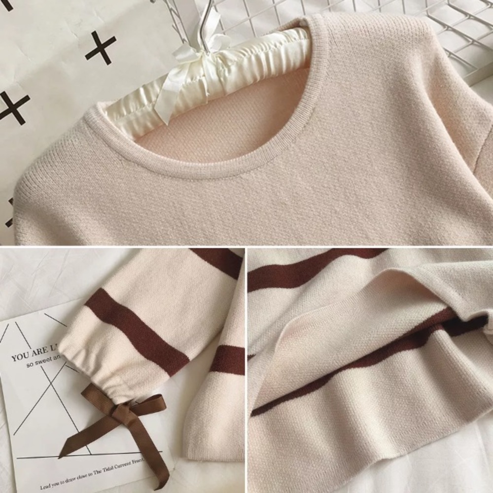 Strip bow tie design sweater - Picture 4 of 4