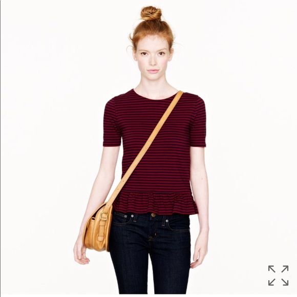 🌟HP🌟 J Crew Peplum Stripe Top - Picture 2 of 3