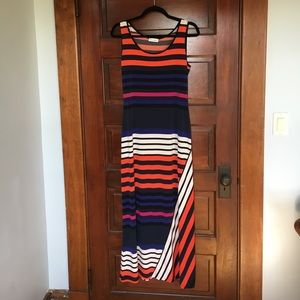 Calvin Klein multi color striped maxi dress