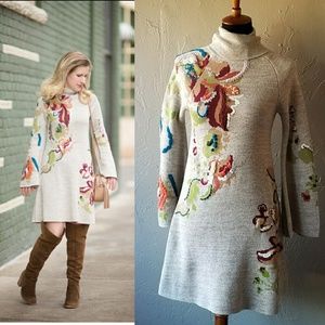 Knitted & Knotted Embroidered Petals Swing Dress