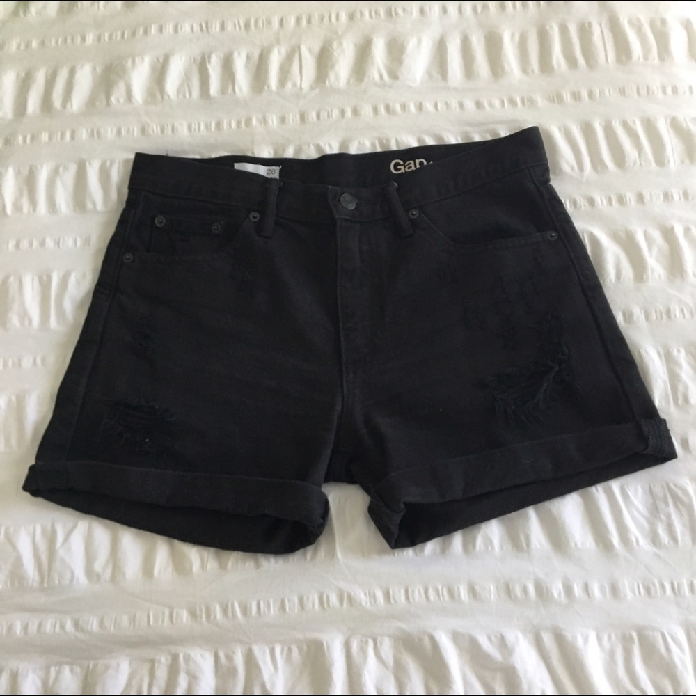 Gap Distressed Black Denim Shorts