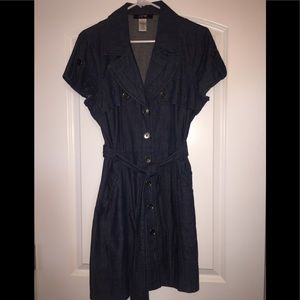 Denim belted trench dress/duster