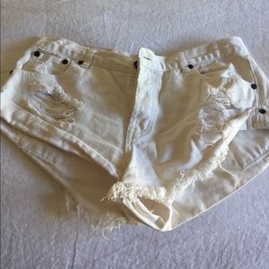 White denim shorts