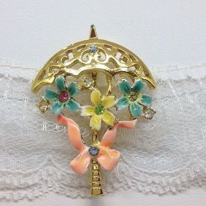 Beatrix Umbrella Shower Brooch Pin