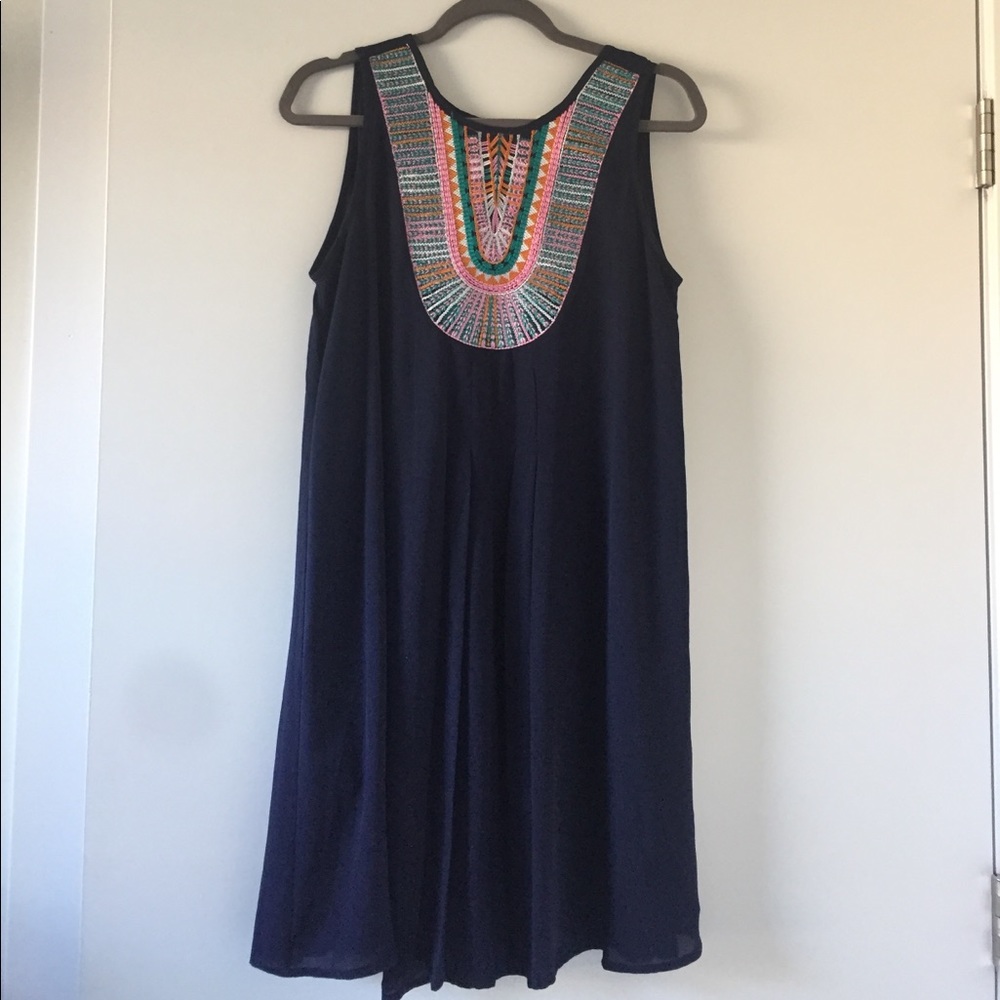 Fun navy trapeze dress