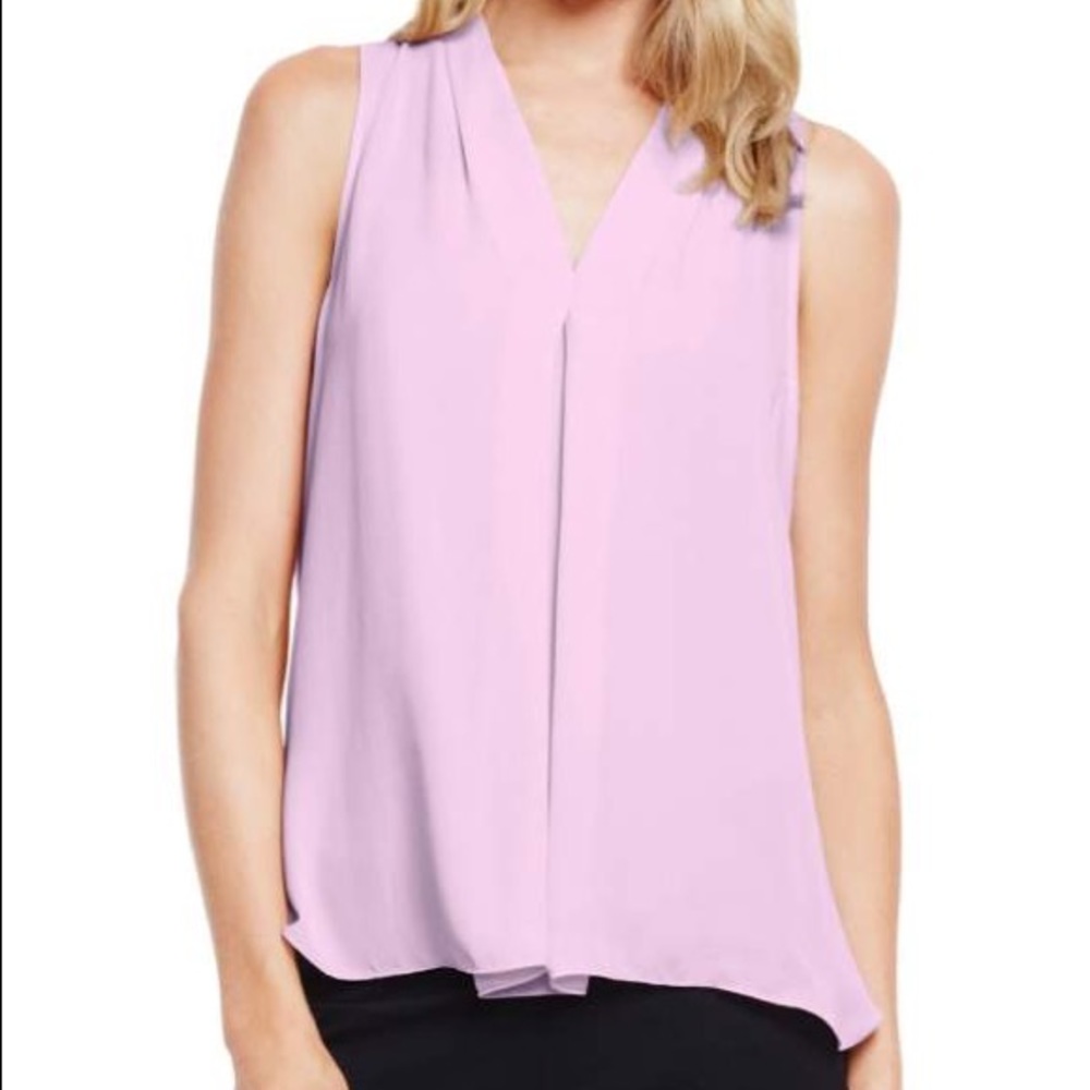 Vince Camuto Women's White Sleeveless VNeck Blouse