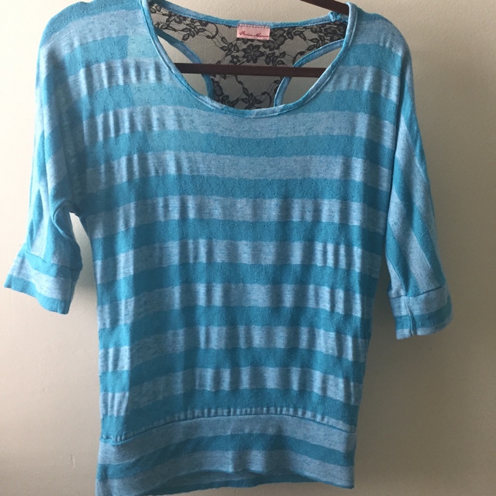 Striped top with lace back