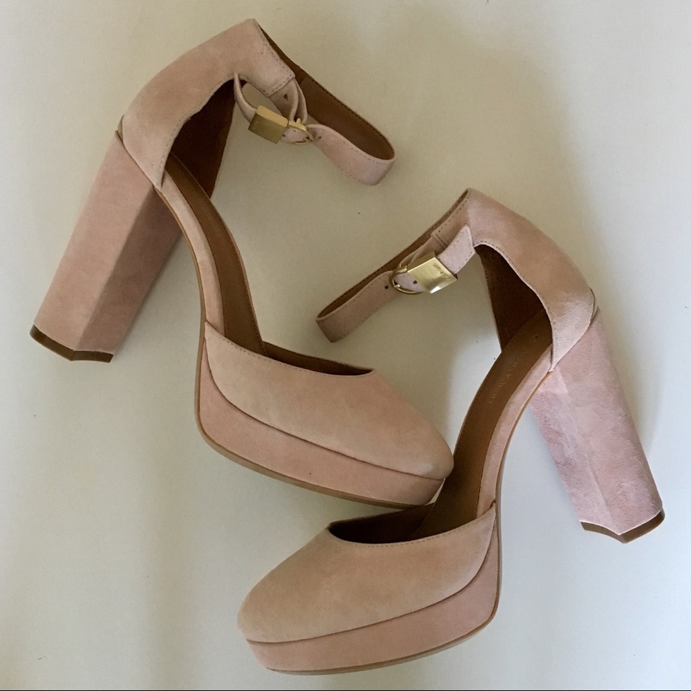 SAMPLE SALE FIND! CalvinKlein suede platform heels