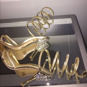 Gold diamond studded heels size 10