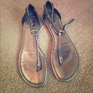 Tory Burch metallic pewter sandals