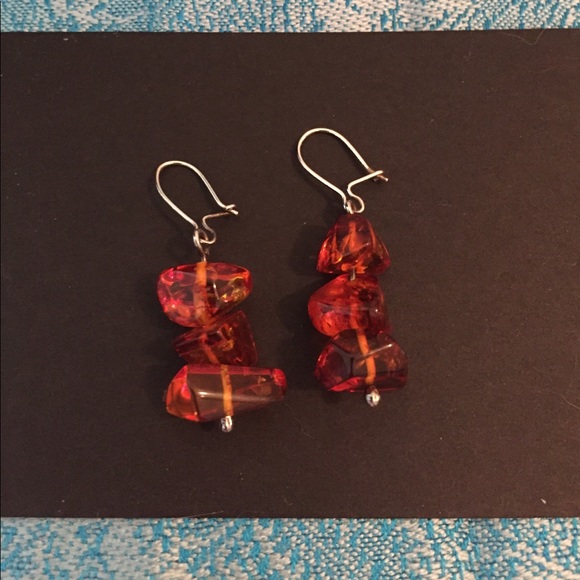 Chunky Amber Earrings - Picture 1 of 2