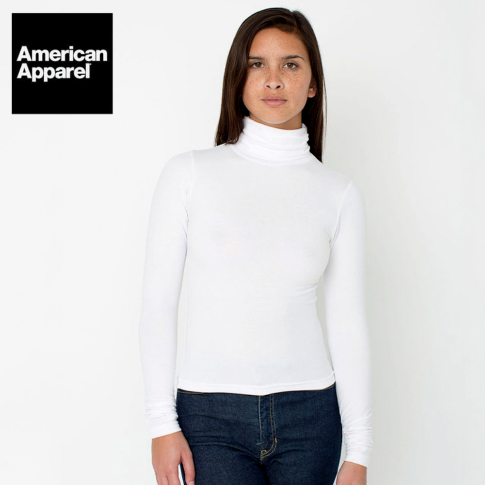 AMERICAN APPAREL White Jersey Knit Turtle