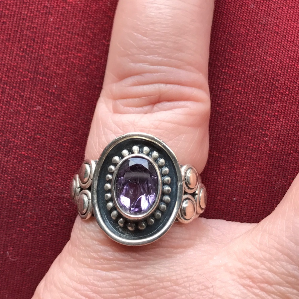 Silver and amethyst ring