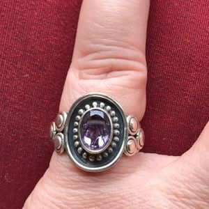 Silver and amethyst ring