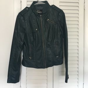 Faux leather dark teal Moto jacket