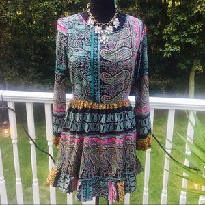 Boho Print Long Sleeve Dress
