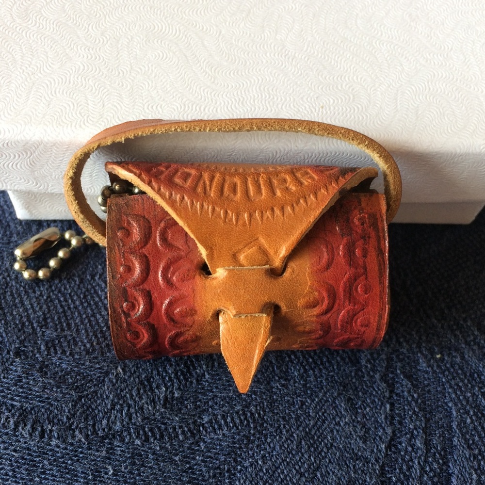 Vintage Leather Keychain.  Handmade in Honduras