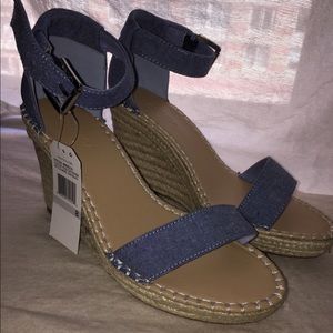 Nautica Blue Denim Wedge Sandals
