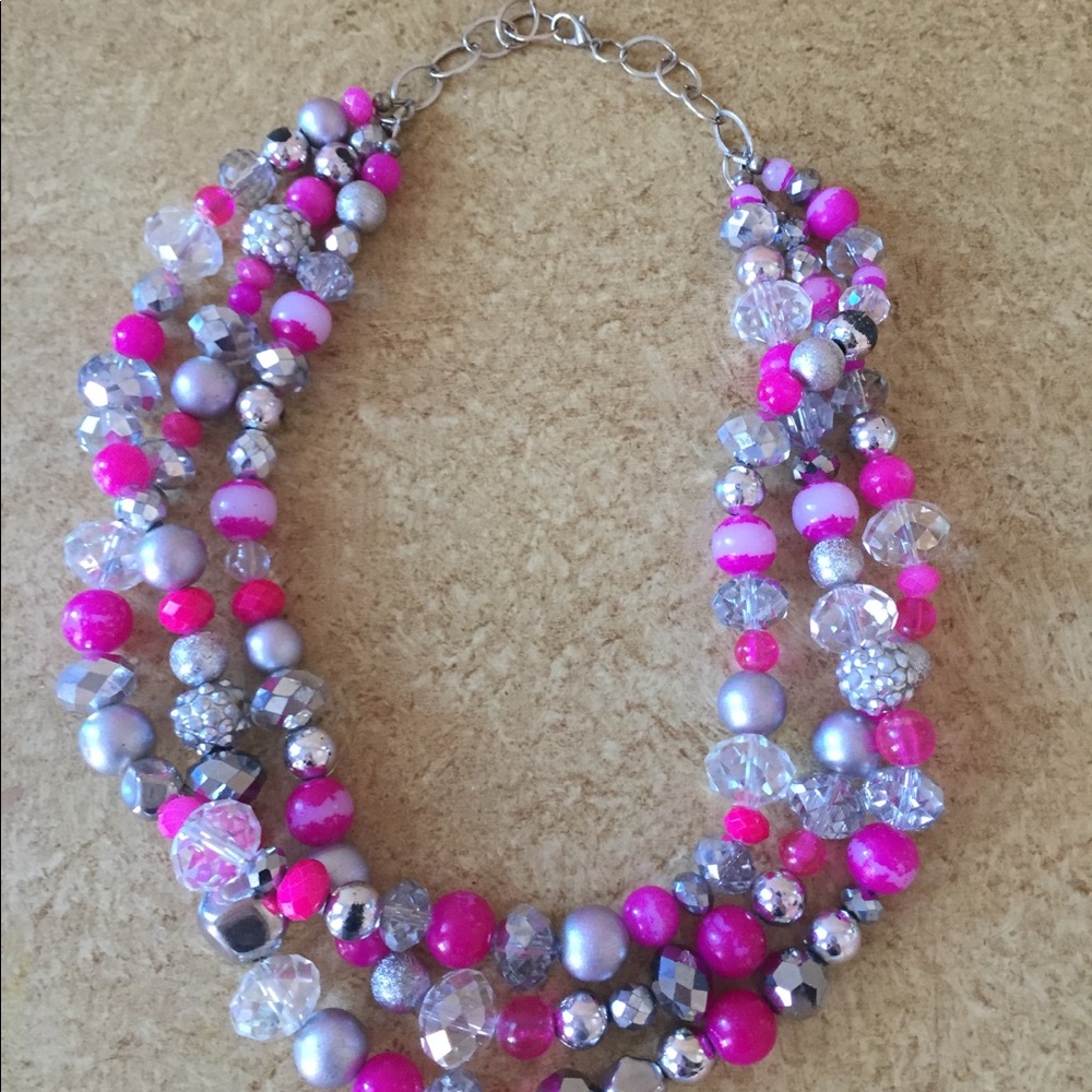 Pink and silver statement necklace 🎀