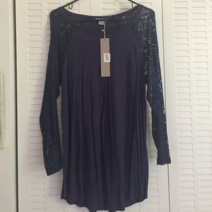 Lace sleeve baseball top