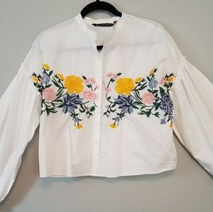 Zara crop button down top
