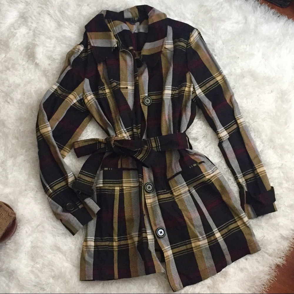 Tommy Hilfiger Plaid Trench Coat