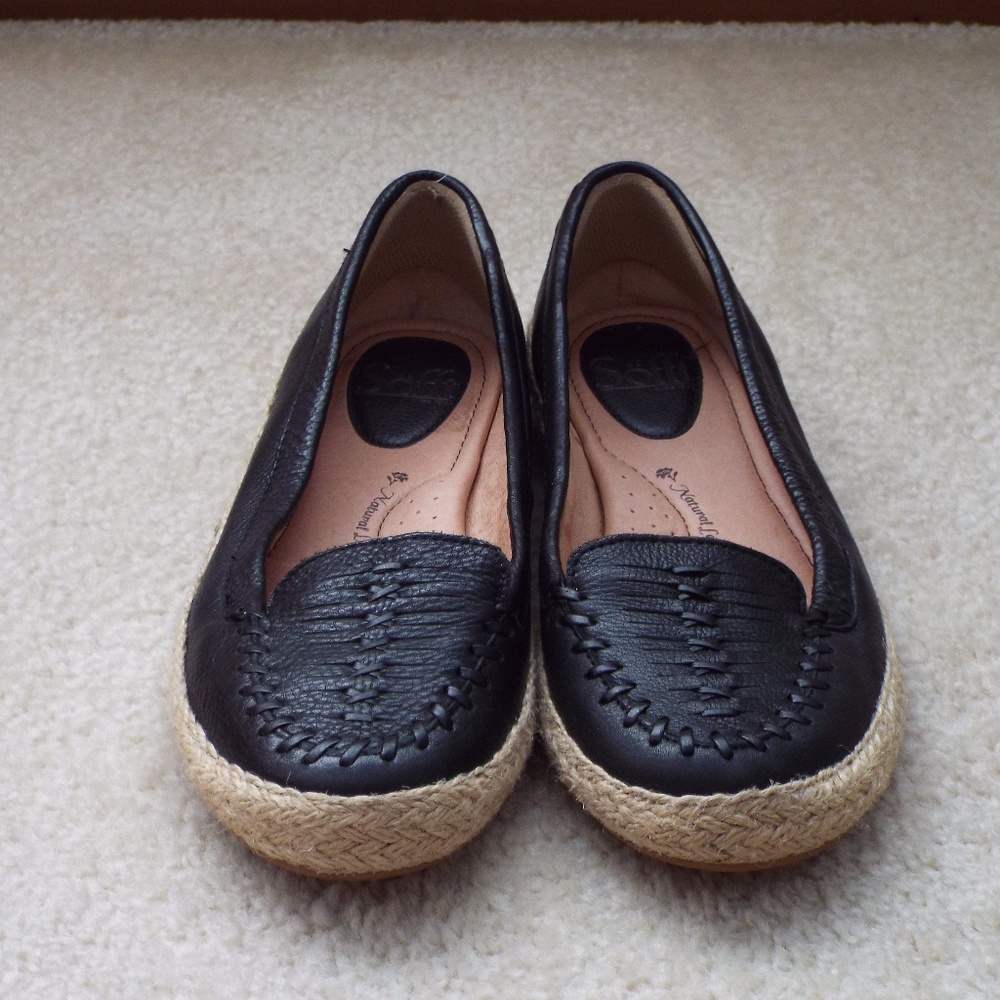 👡❤ SOFFT MALILA BLACK LEATHER FLATS