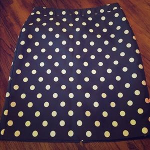 Loft navy satin lined pencil skirt