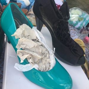 Black heels are 8 1/2 and turquoise ones 9