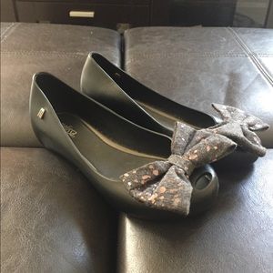 Girls Melissa Peep Toe Flats Size 2