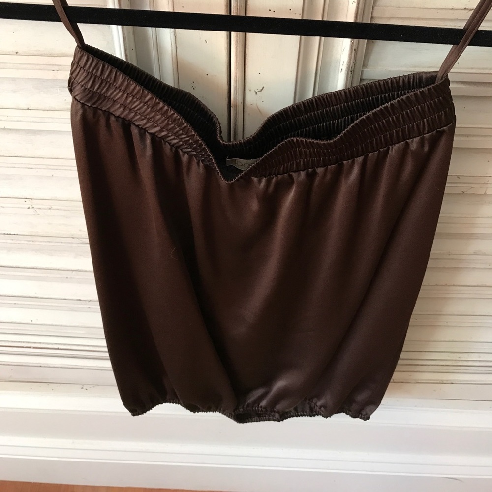 Beautiful silk strapless top in chocolate brown