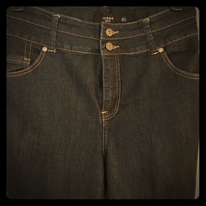 Torrid dark rinse double button zip fly jeans