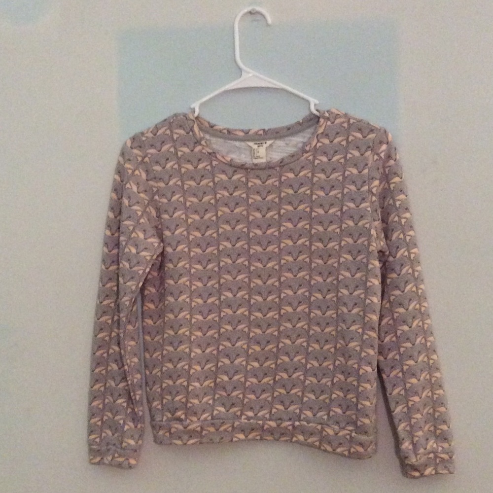 H&M pink/gray fox sweater for kids