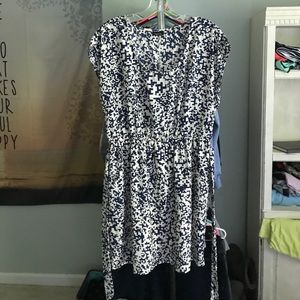 Navy blue and white short babydoll dress