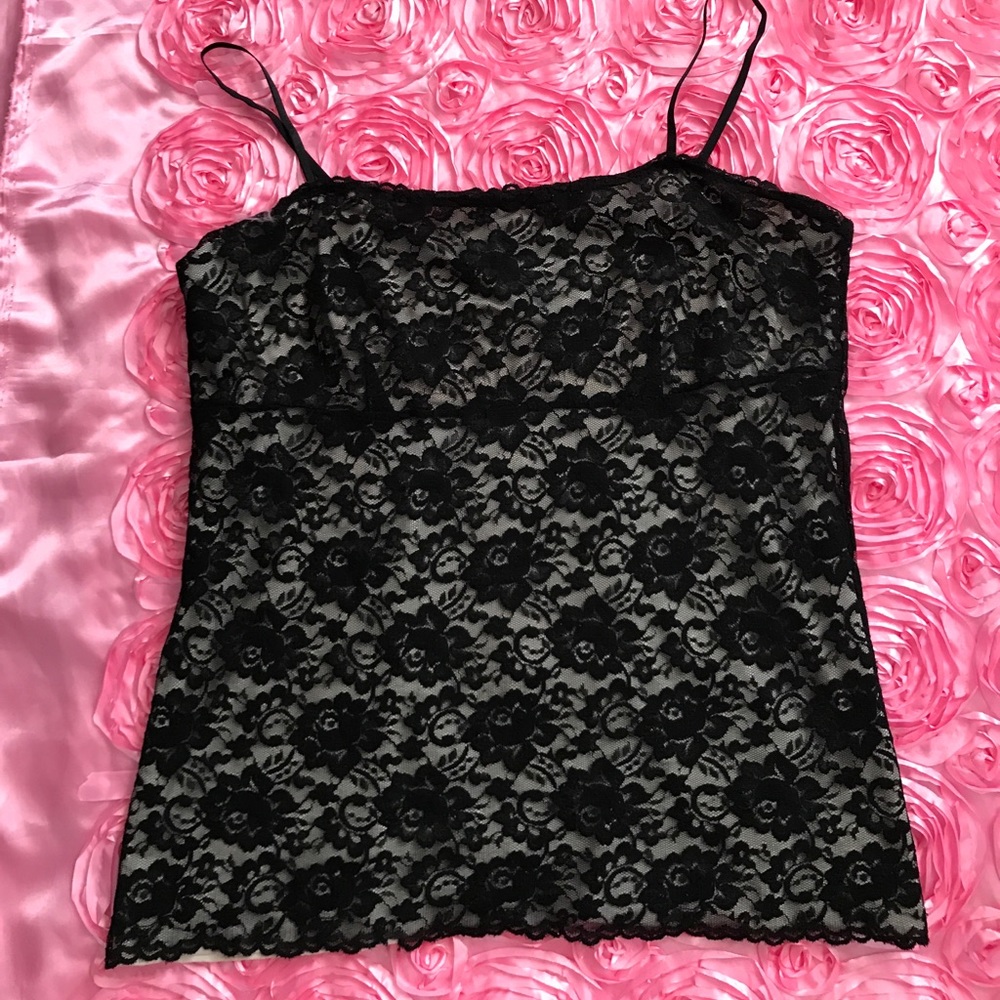 Black and beige lace tank