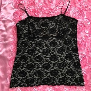 Black and beige lace tank