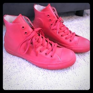 Red rubber converse- chuck taylors