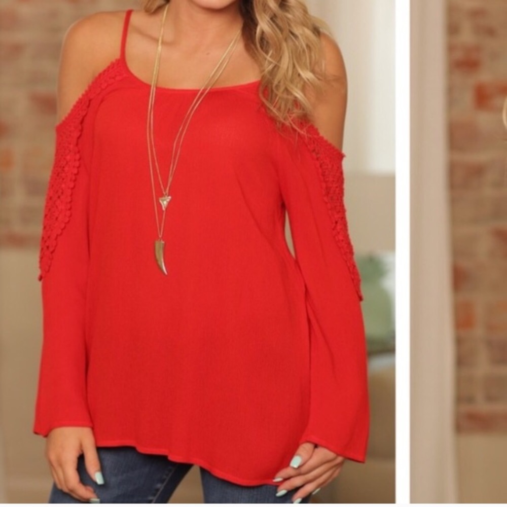 Red Cold Shoulder Top