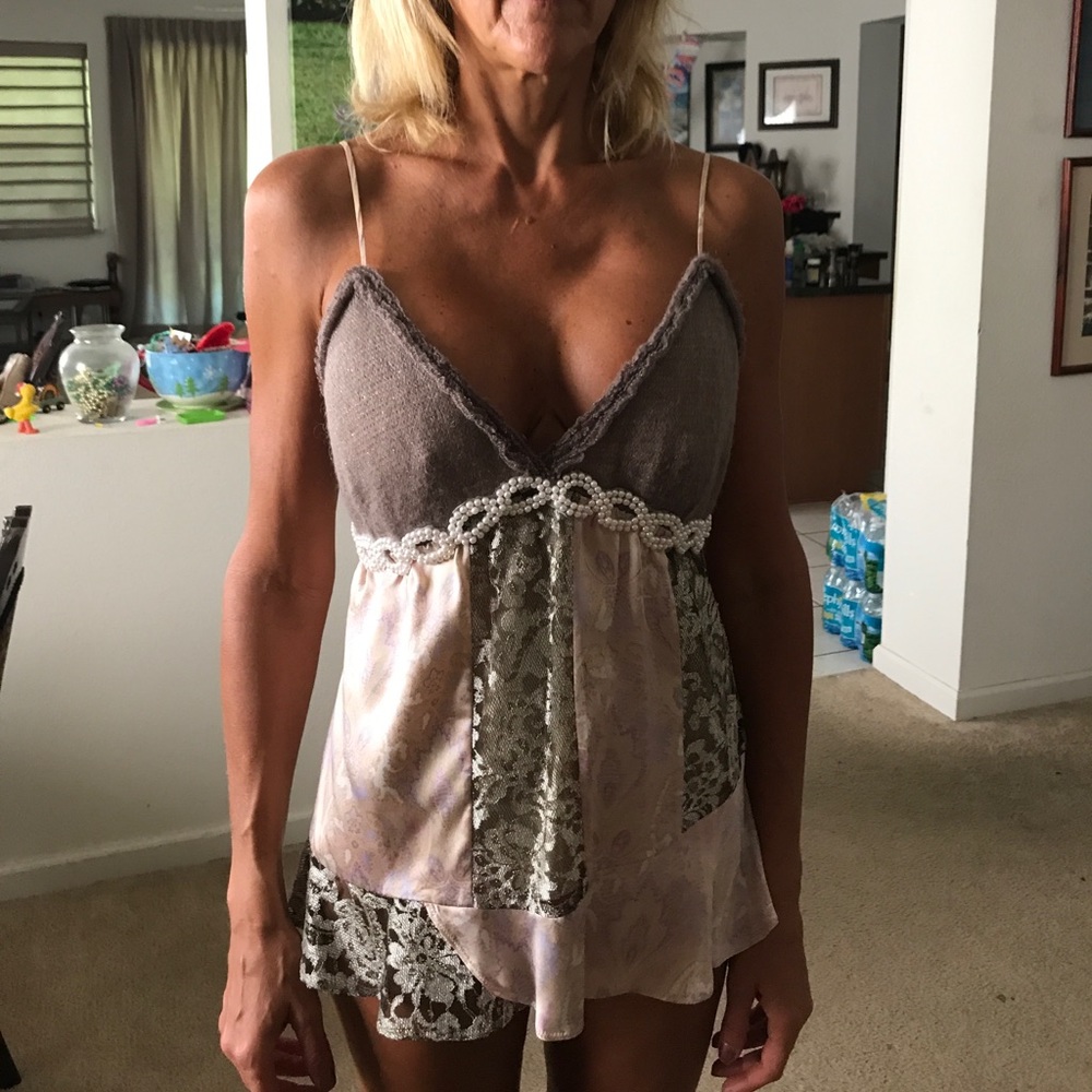 Lace, perl, silk VICTORIA secret top