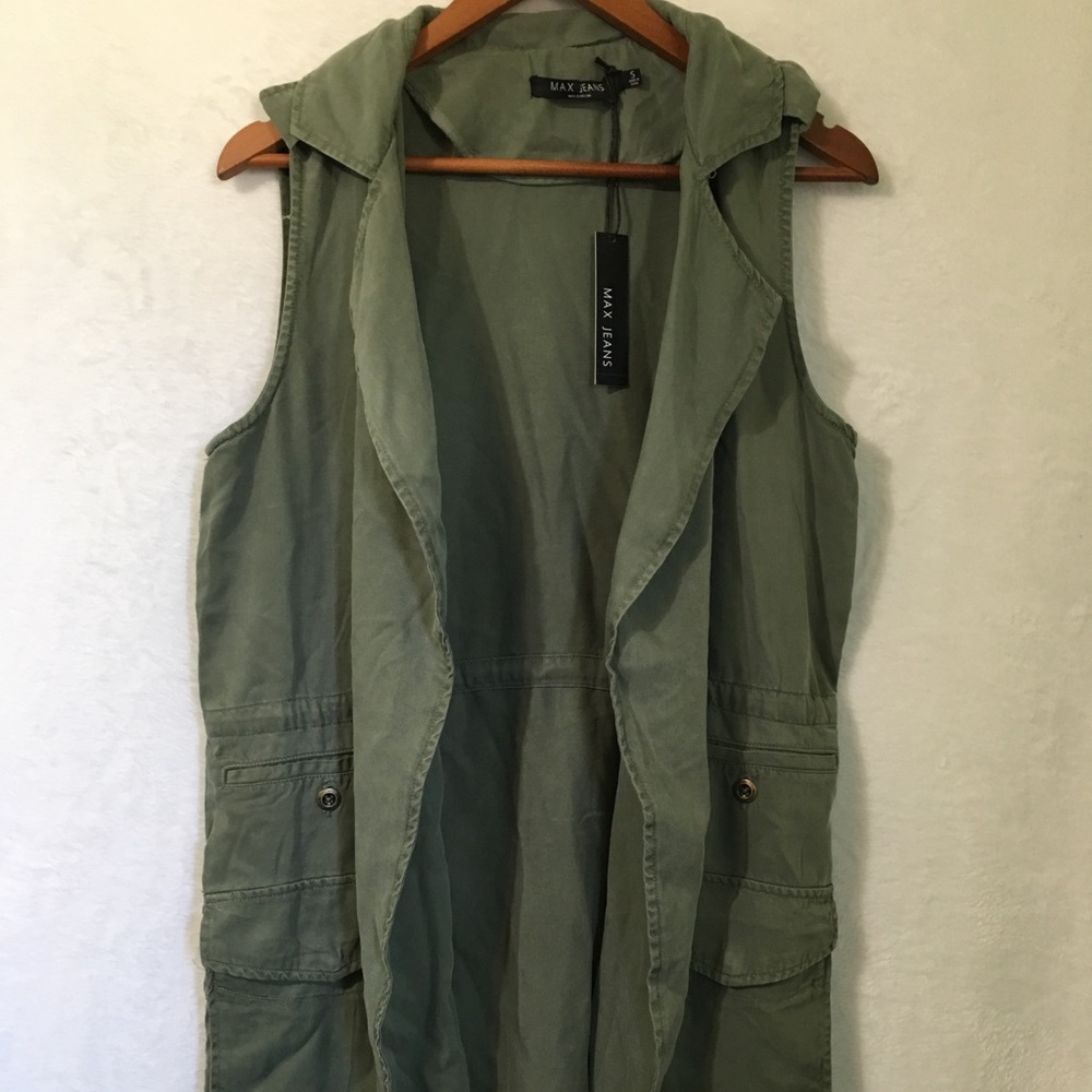 Max Jeans Olive Utility Vest