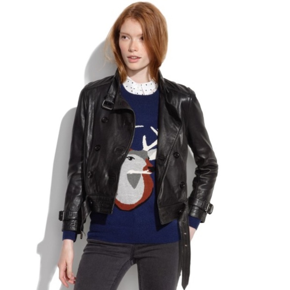 Black leather bomber
