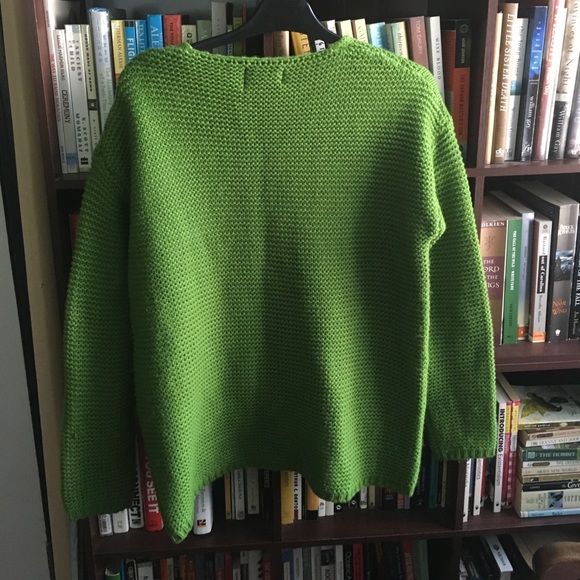 Anthropologie sweater- bright green with zippers - Picture 4 of 4