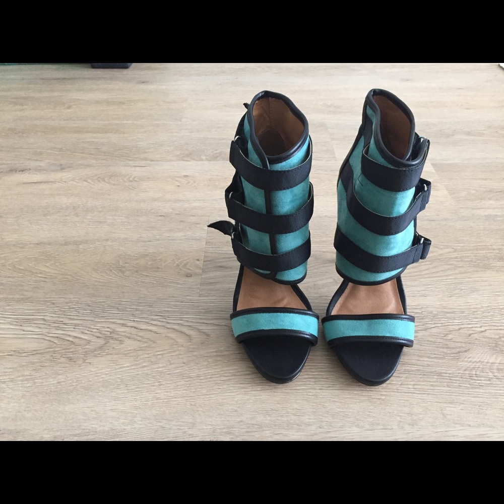 Turquoise and Black Sandals - Brand new -no tags