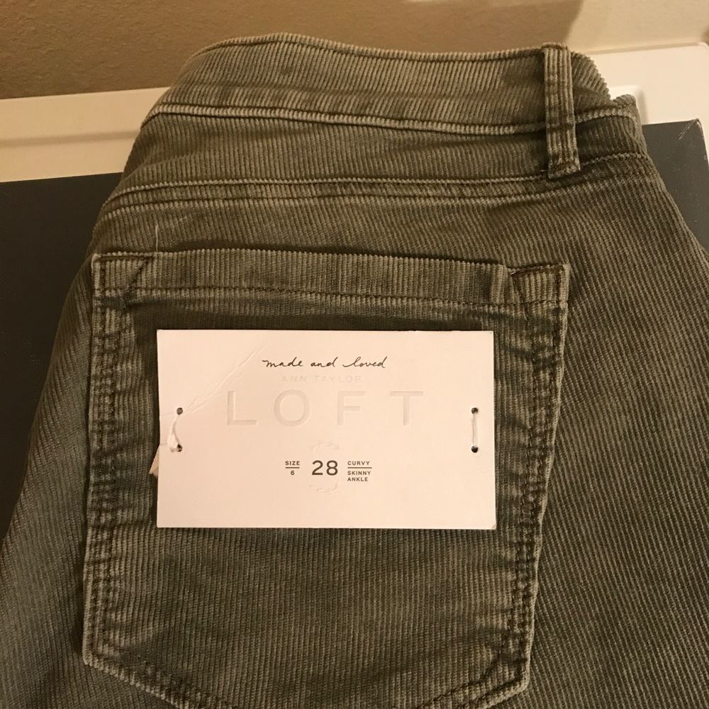 Olive Green Corduroy Moto Pants Ankle Length