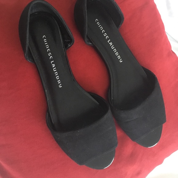 Black open toe flats - Picture 2 of 2