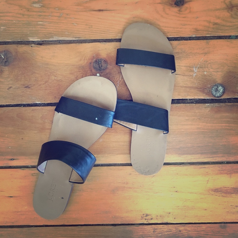 J Crew Black Sandals
