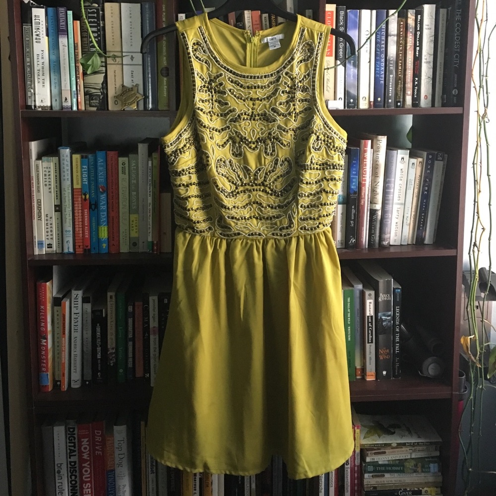 Bar III beaded dress- chartreuse green