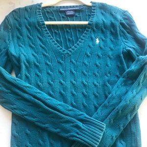 Forest green Ralph Lauren cable knit sweater